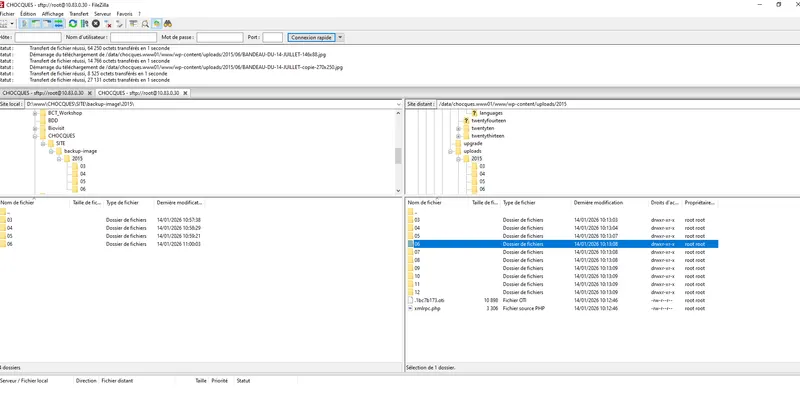 Tri des fichiers via FileZilla, avec détection d'un fichier pirate xmirpc.php